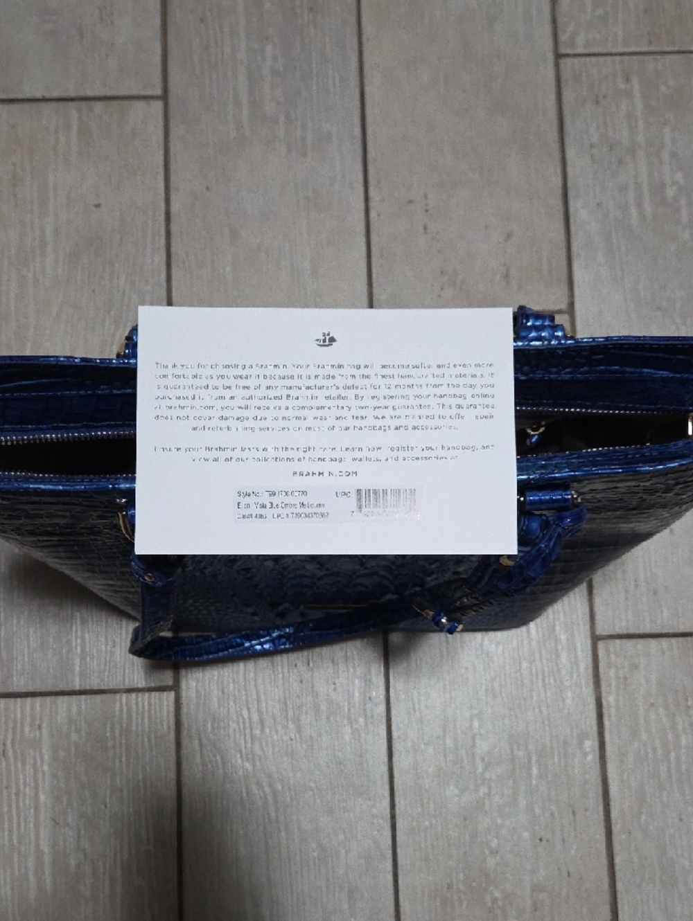 Brahmin Blue Croc-Embossed Leather Handbag - Picture 5 of 11